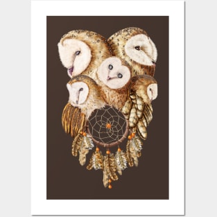 Dreamcatcher Barn Owls Posters and Art